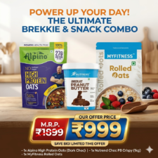 Alpino, MyFitness & Nutrend Ultimate Breakfast & Snack Combo (High Protein Oats, Chocolate Peanut Butter 1kg & Rolled Oats Pack)