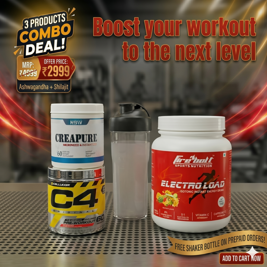 Next-Level Workout Performance Stack: 3-Products Combo Deal (Creapure Creatine + Cellucor C4 Pre-Workout + Electro Load Isotonic Drink)