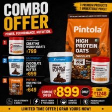 Ultimate Fitness Power Combo – GNC Creatine Monohydrate + Nutrend Chocolate Peanut Butter + Pintola High Protein Oats (Chocolate)