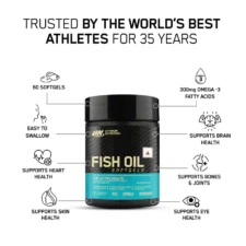 Optimum Nutrition (ON) Fish Oil – 60 Capsules, 1000 mg Fish Oil, 180 mg EPA, 120mg DHA