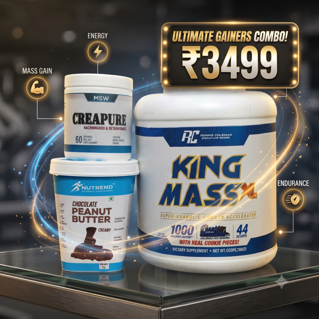 RC KING MASS XL + CREAPURE + NUTREND PEANUT BUTTER Combo: Ultimate Gainers Stack