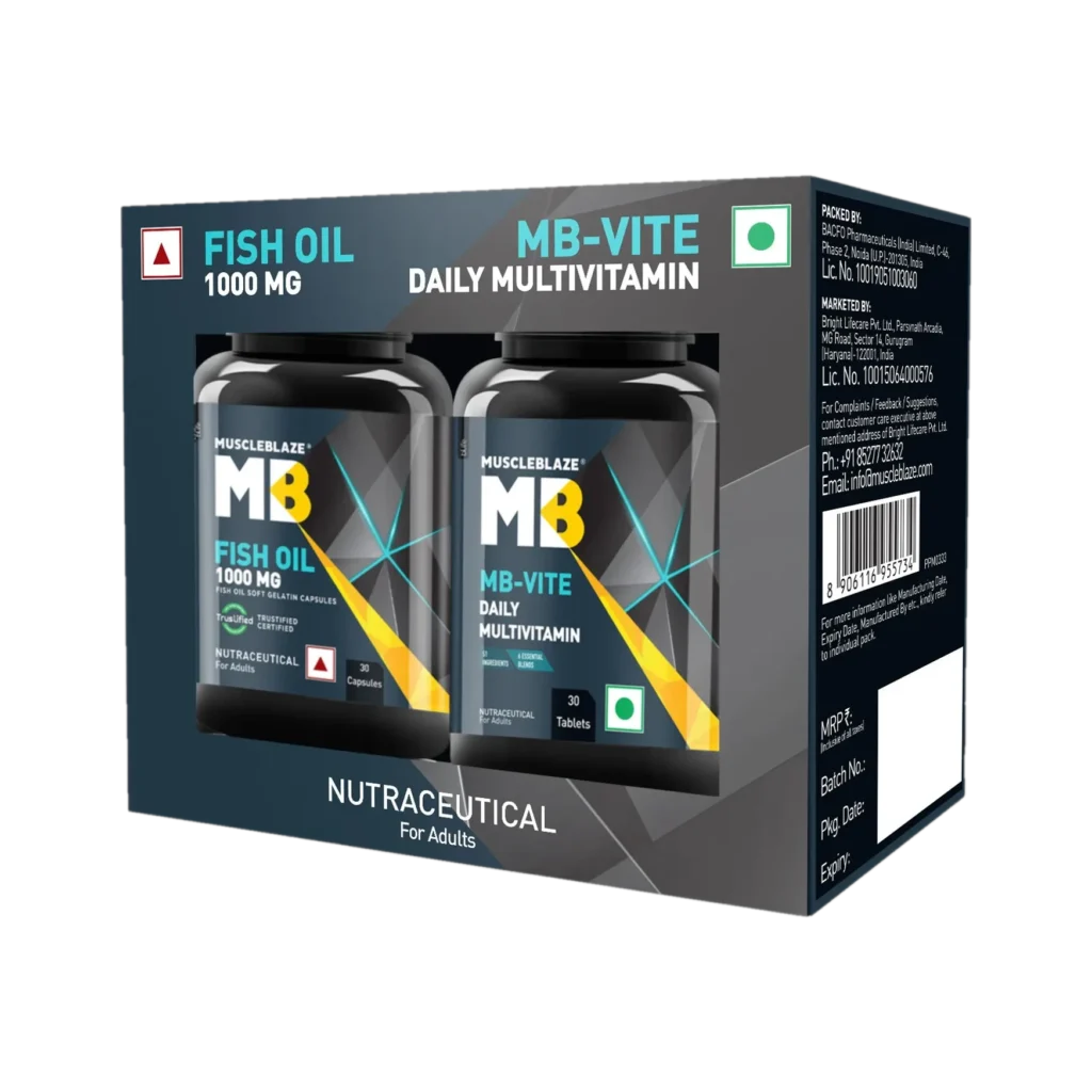 MuscleBlaze Fish Oil 1000mg & MB-Vite Multivitamin Combo (30 Tab)