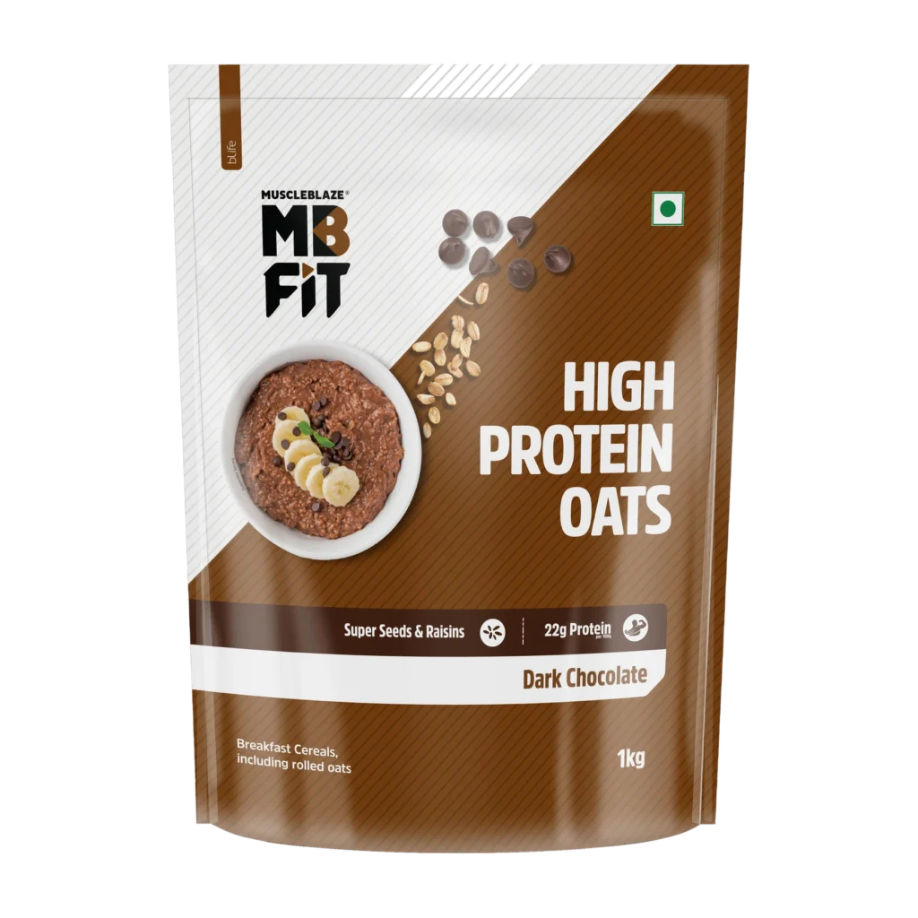 MUSCLEBLAZE High Protein Oats, Gluten Free, Dark Chocolate Pouch (1 kg)