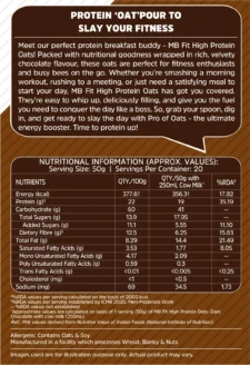 MUSCLEBLAZE High Protein Oats, Gluten Free, Dark Chocolate Pouch (1 kg)