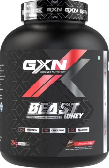GNX NUTRITION (GXN) Beast Whey Protein Powder with Creatine & Taurine | For Muscle Recovery Whey Protein (2 kg