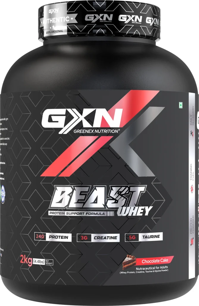 GNX NUTRITION (GXN) Beast Whey Protein Powder with Creatine & Taurine | For Muscle Recovery Whey Protein (2 kg