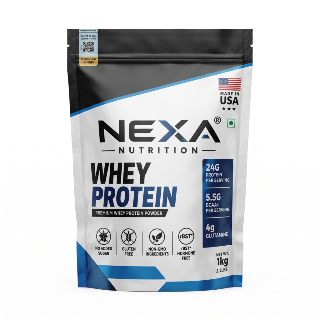 Nexa Nutrition Premium Whey Protein Powder – 1 kg (2.2 lbs)